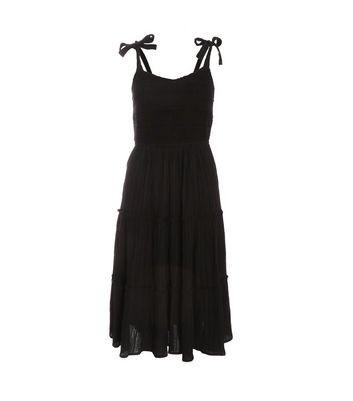 QUIZ Black Frill Tiered Midi Dress New Look