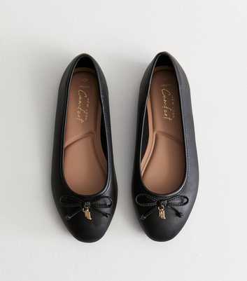 Wide Fit Black Bow Detail Ballet Pumps