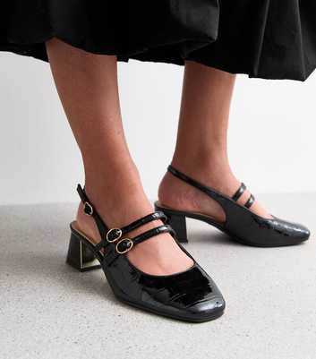 Wide Fit Black Block Heel Mary Jane Shoes