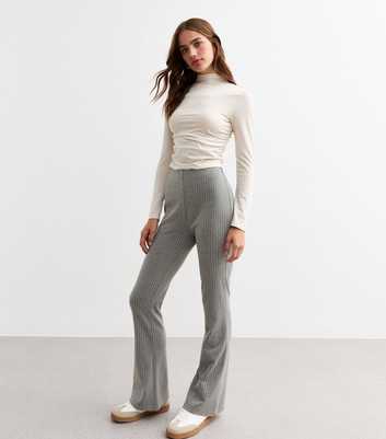 Grey Pinstriped Flared Trousers