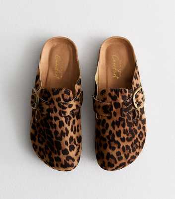 Brown Animal Print Unlined Clogs