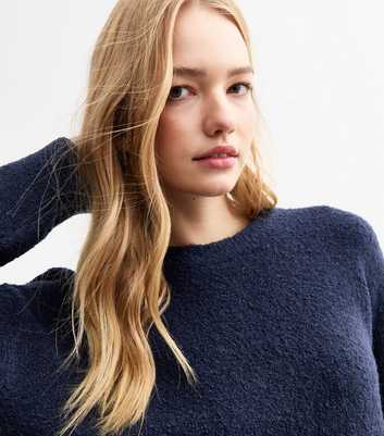 Navy Boucle Knit Jumper