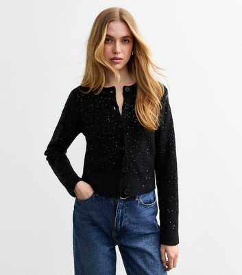 Black Sequin Embellished Cardigan