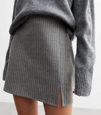 Light Grey Pinstripe Split Tube Skirt