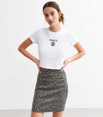 Black Leopard Print Tube Mini Skirt