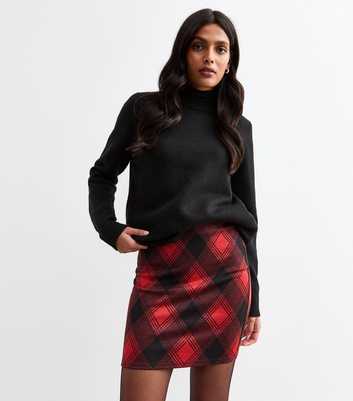 Red Checked Mini Tube Skirt