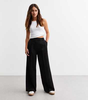 Petite Black Wide Leg Tailored Trousers