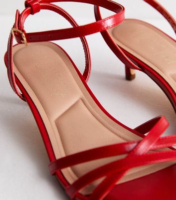 Red kitten heel sandals fashion uk