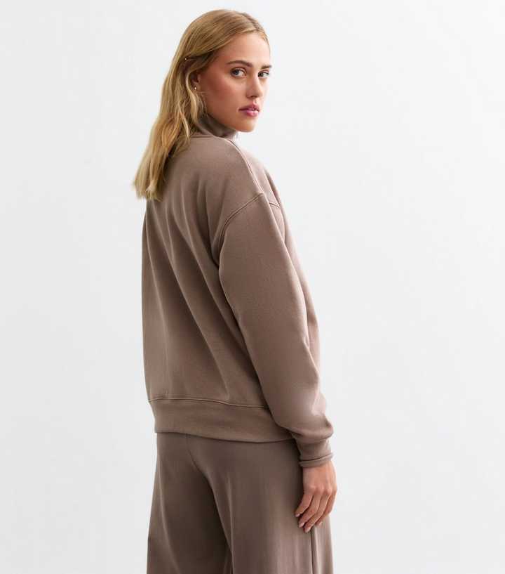 Sweat Femme New Look Marron Taille 8 - Mélange Polyester, Manches Longues
