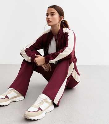 Burgundy Side Stripe Joggers