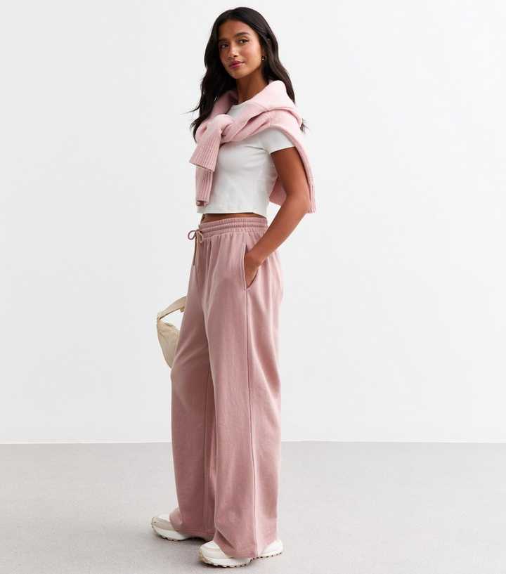 Petite Pink Lightweight Wide Leg Joggers