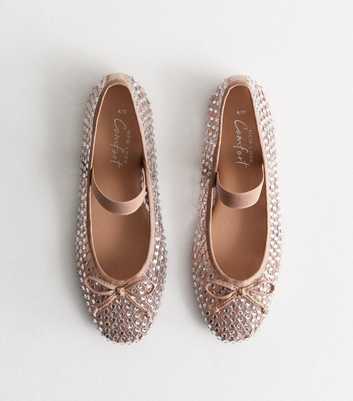 Stone Diamanté Embellished Ballet Pumps