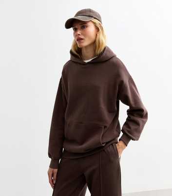 Brown Cotton Blend Hoodie