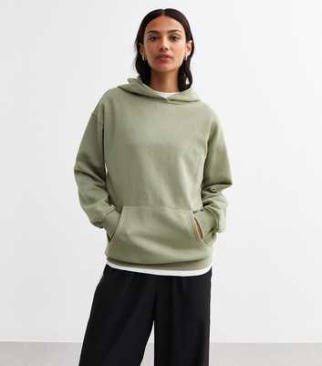 Khaki Cotton Blend Hoodie