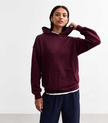 Burgundy Cotton Blend Hoodie