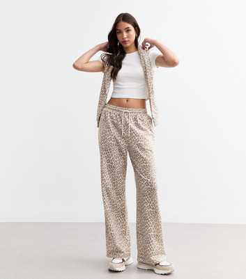 Brown Animal Print Wide Leg Joggers