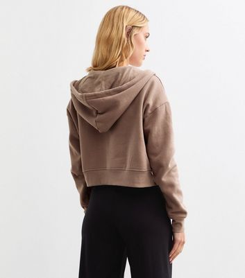 Brown Zip Through Hooded Sweatshirt New Look