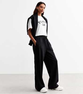 Black Drawstring Wide Leg Joggers