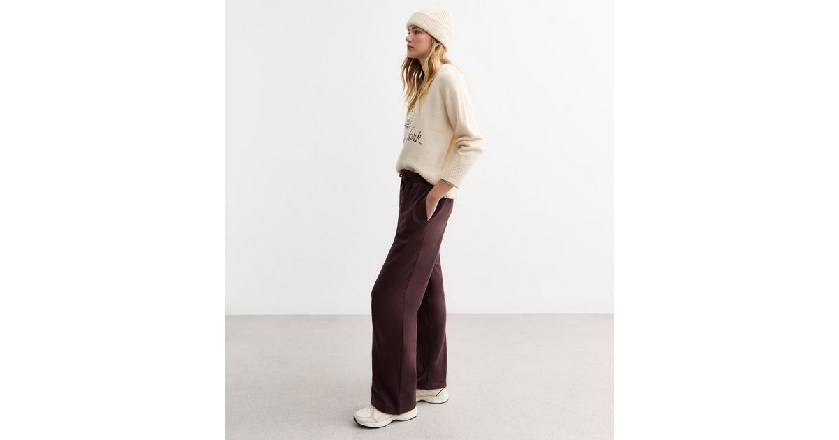 Brown Drawstring Wide Leg Joggers | New Look