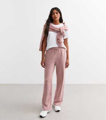 Pink Drawstring Wide Leg Joggers