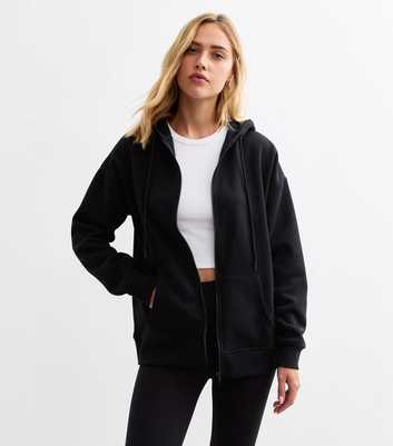 Black Zip Through Hoodie