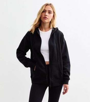 Black zip through hoodie online