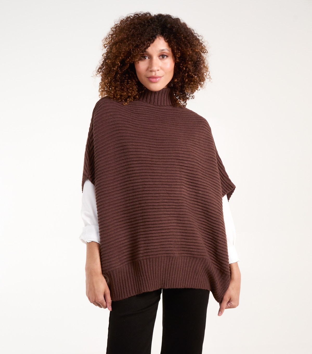 Women's Brown Oversized Rib-Knit Jumper Blue Vanilla New Look