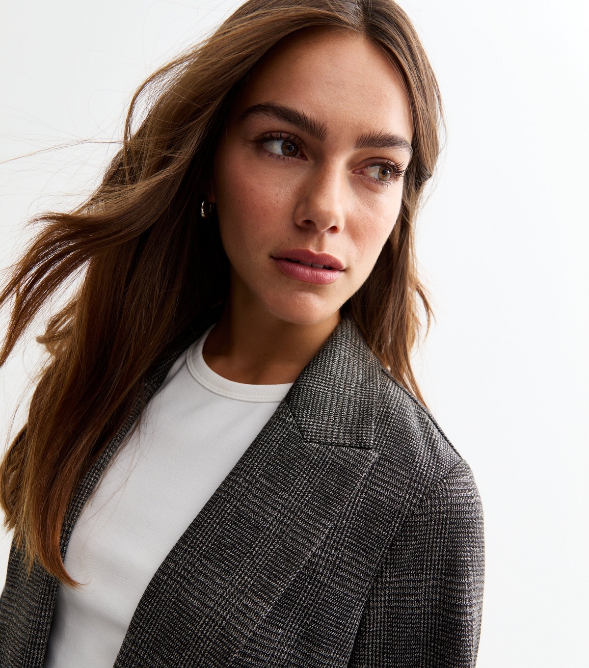 Women's Petite Grey Check Ponte Blazer New Look