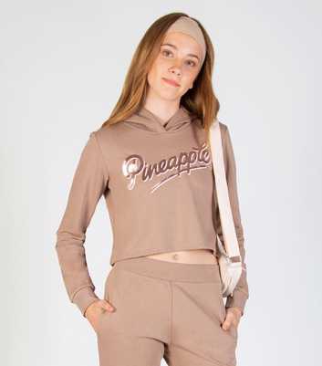 Girls Pineapple Light Brown Logo Cropped Hoodie