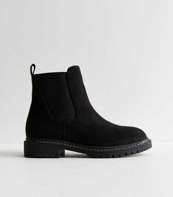 Wide Fit Black Suedette Chelsea Boots