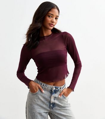 Burgundy mesh top on sale