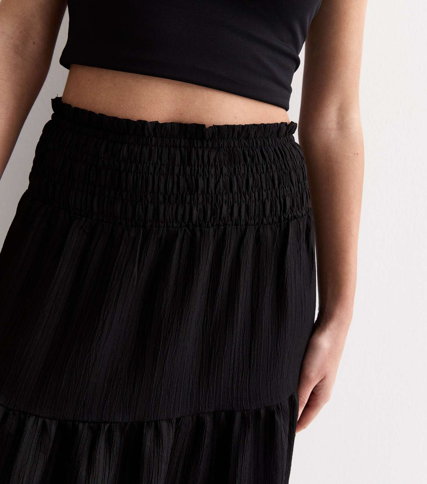 Gini London Black Tiered Maxi Skirt Image 2