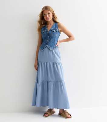 Gini London Blue Tiered Maxi Skirt