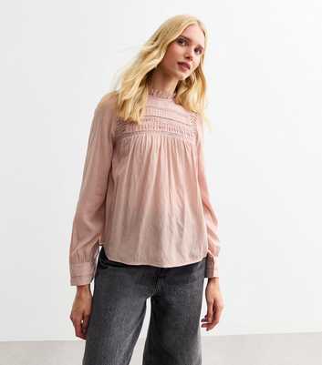 Pink Cutwork Long Sleeve Blouse 