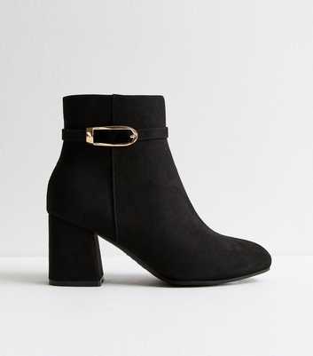 Extra Wide Fit Black Suedette Ankle Boots