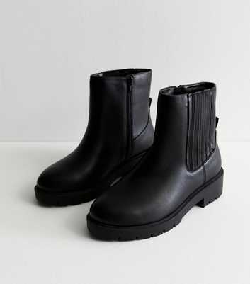 Extra Wide Fit Black Chunky Ankle Boots