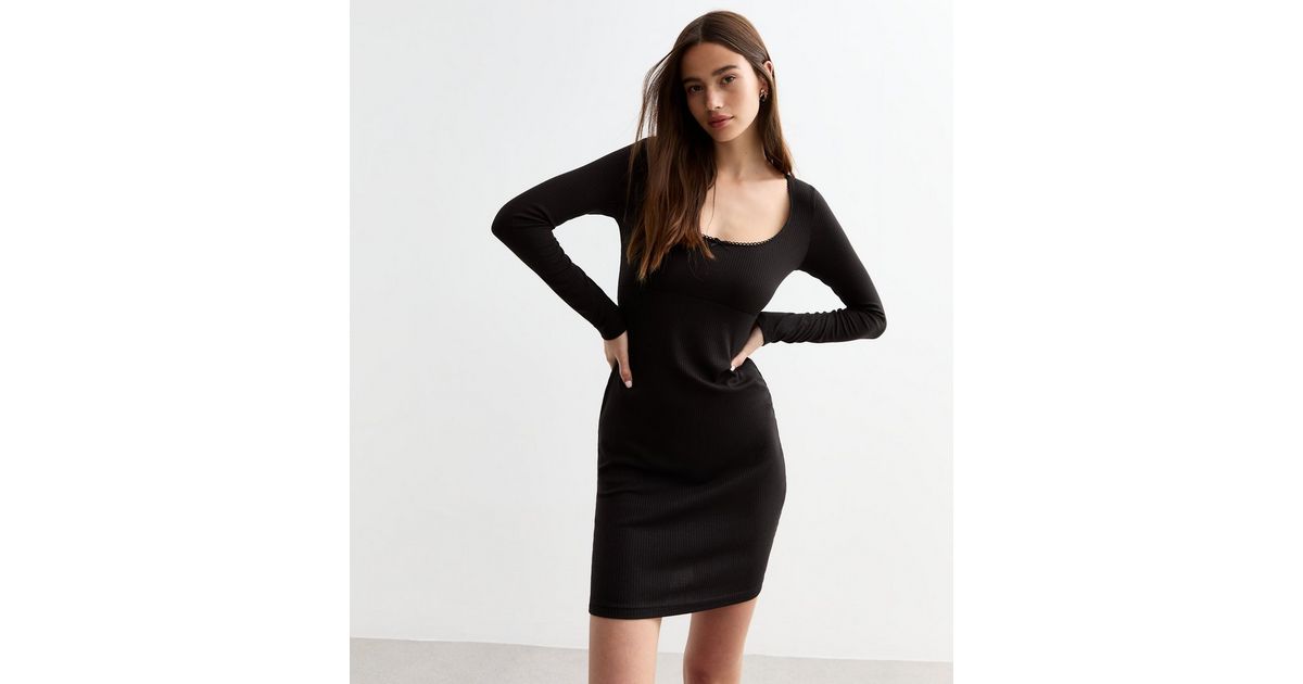 Black Mini Rib Button Long Sleeve main image 0