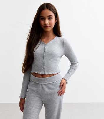 Girls Grey Waffle Jersey 2 Piece Set