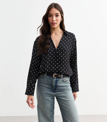 Black Polka Dot Shirt | New Look