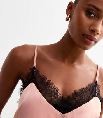 lace trim satin camisole top