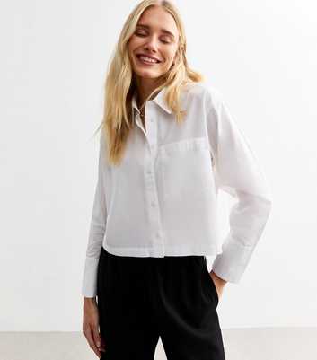 White Cotton Poplin Cropped Shirt