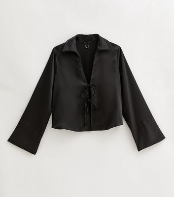 Black satin tie top online