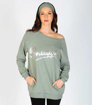 Pineapple Light Green Cotton Blend Oversized Sweatshirt