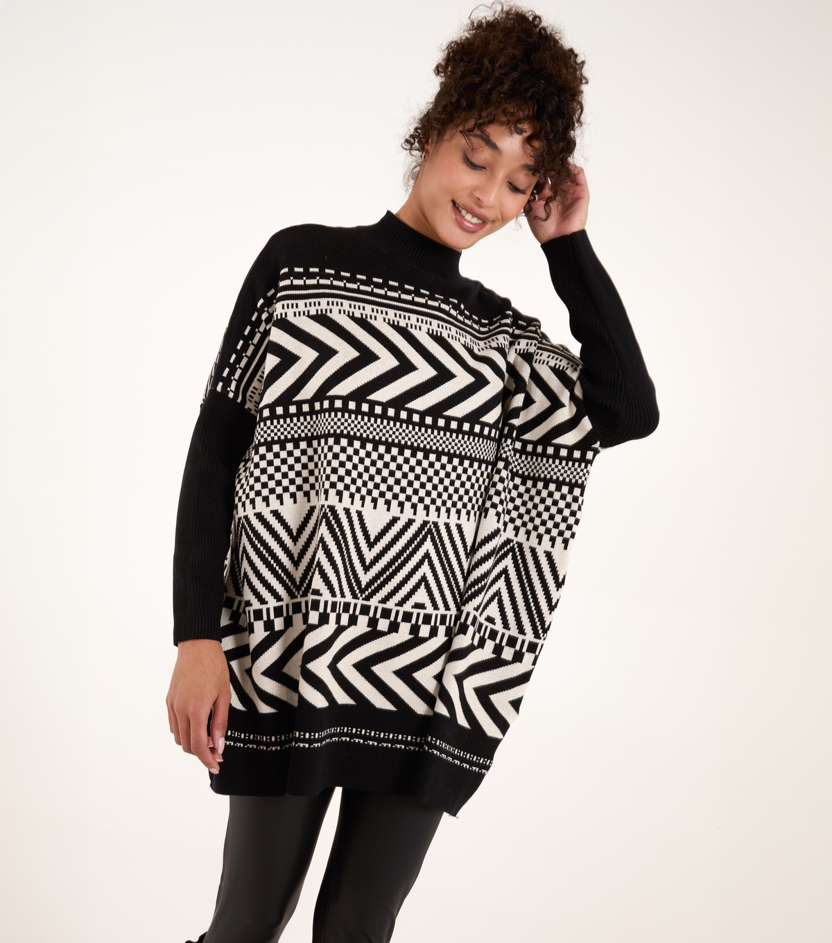 Women's Black Abstract Print Jumper Blue Vanilla New Look