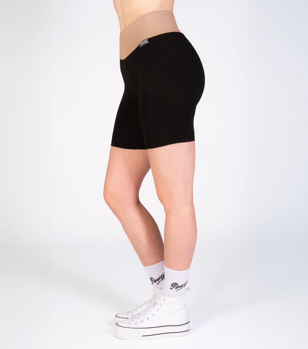 Women's Black Contrast Waistband Cycling Shorts Pineapple New Look