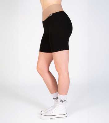 Pineapple Black Contrast Waistband Cycling Shorts