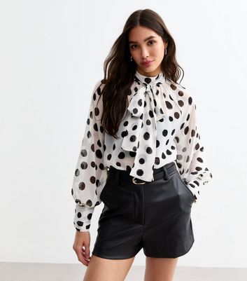 Black and white polka dot blouse on sale