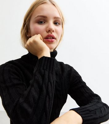 Cable Knit Jumper Matalan Star Jumper Girls Black Roll Neck Jumper