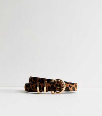 Brown Brushed Leopard Print Belt