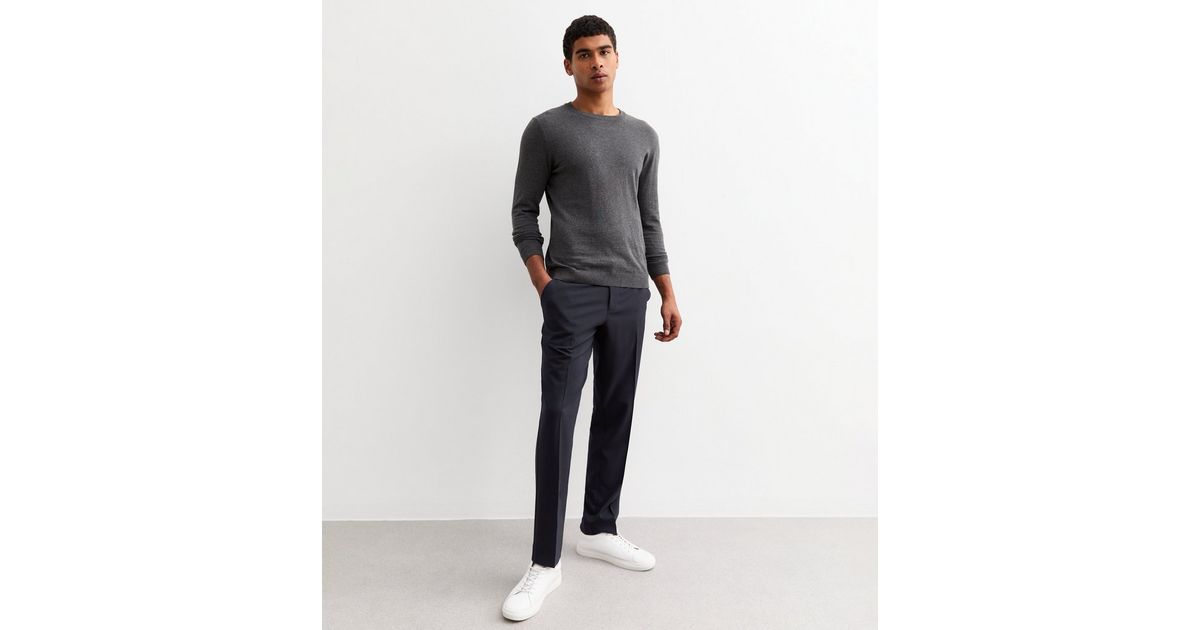 Farah Navy Straight Trousers New Look